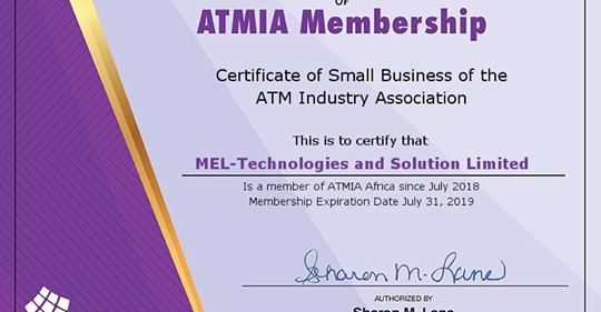MEL-Technologies & Solution Limited is ATMIA Certified!